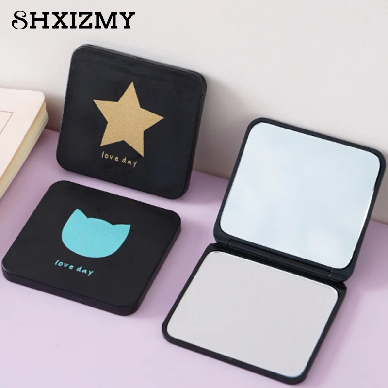 Foldable Makeup Mirror Mini Square Makeup Vanity Mirror Portable Hand Mirrors Double-sided Compact Mirror Pocket Cosmetic Mirror