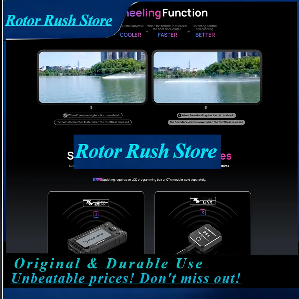 RoRuSHobbywing Seaking PRO 70A G2 Sensorless Brushless ESC 2-4S Lipo Applications For Competition RC Boat