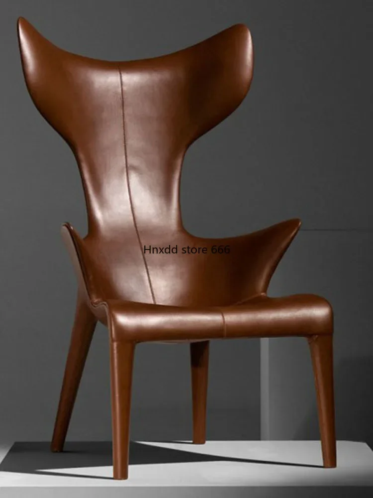 Armrest fashion single antler chair fiberglass art leather leisure chair