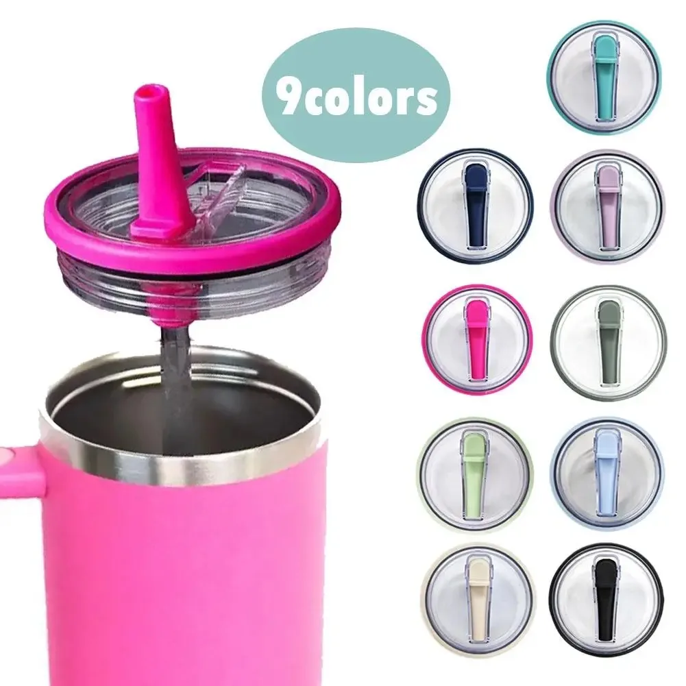 40 Oz Tumbler Flip Straw Lid Replacement Fit For Stanley Quencher Spill Proof Splash Resistant Tumbler Lids Reusable Straw Cap