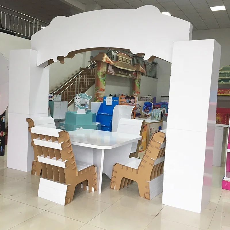 Advertising Cardboard Furniture Table And Chair Friendly Material Corrugated Paper Furniture