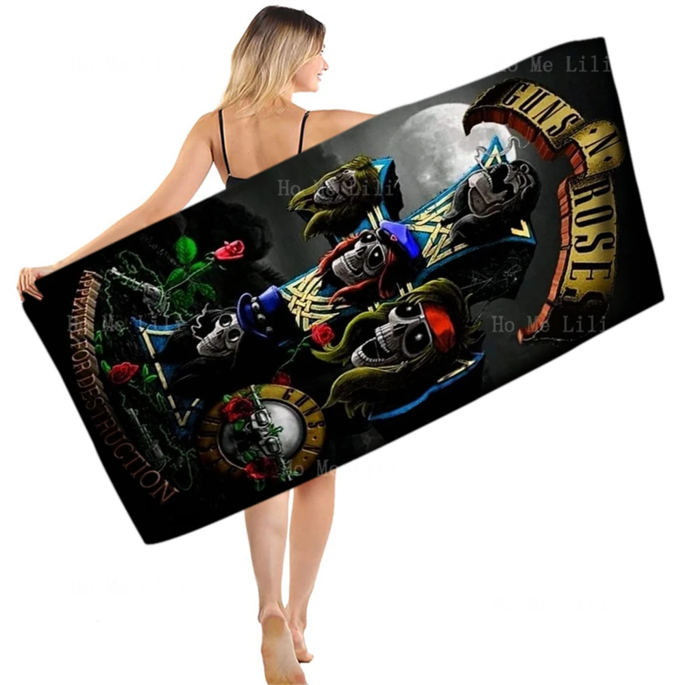 The Skull Held A Flag And Poster Of Retro Rock Band Guns N \'roses Quick Drying Towel It Can Be Used In Places Like Yoga Fitness