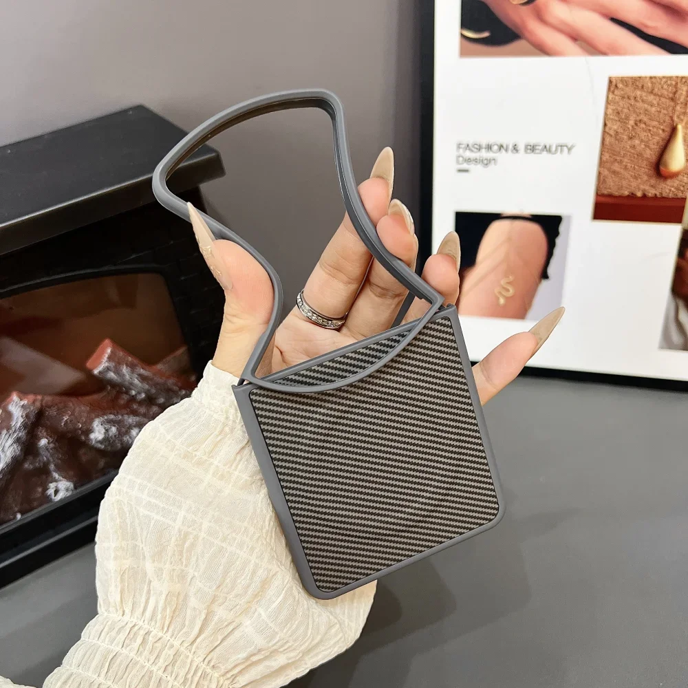 Carbon Fibre Texture Magnetic Phone Case for Samsung Galaxy Z Flip 7 6 5 4 3 5G Wireless Charging Bumper Soft Shockproof Cover