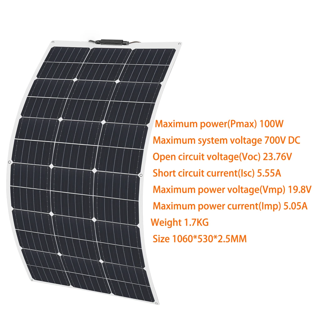 XINPUGUANG ElastXINPUGUANG Elastyczne zestawy paneli słonecznych 18V 100W Ogniwo słoneczne 150W 200W 300W 400W Fotowoltaika do