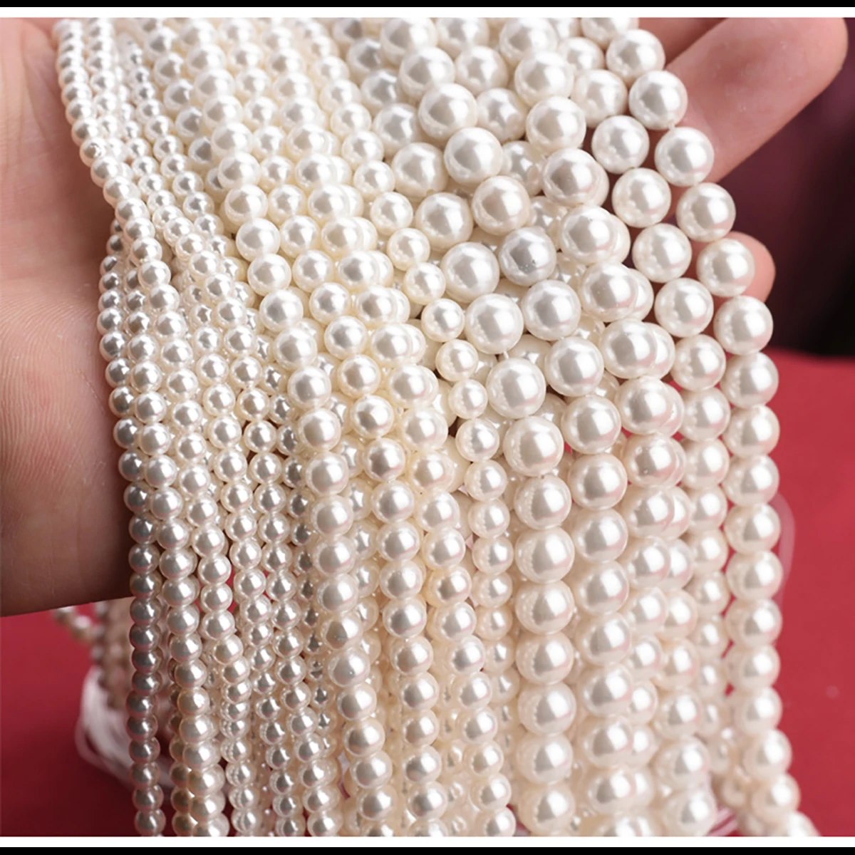 Factory Wholesale 3/4/6/8/10/12/14/16mm White Shell Pearl Round Loose Beads For Jewelry Making Choker Diy Bracelet Jewellery