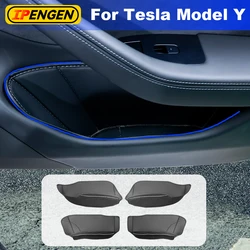 IPENGEN 4 pezzi per Tesla Model Y Door Side Storage Pocket Slot cuscino interni accessori per auto Anti sporco Storage Box Pad Leather