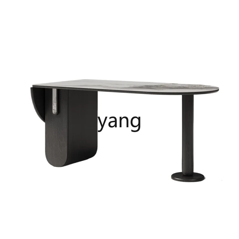 

Lmm retro style black dining table against the wall household oval foldable table and chair combination