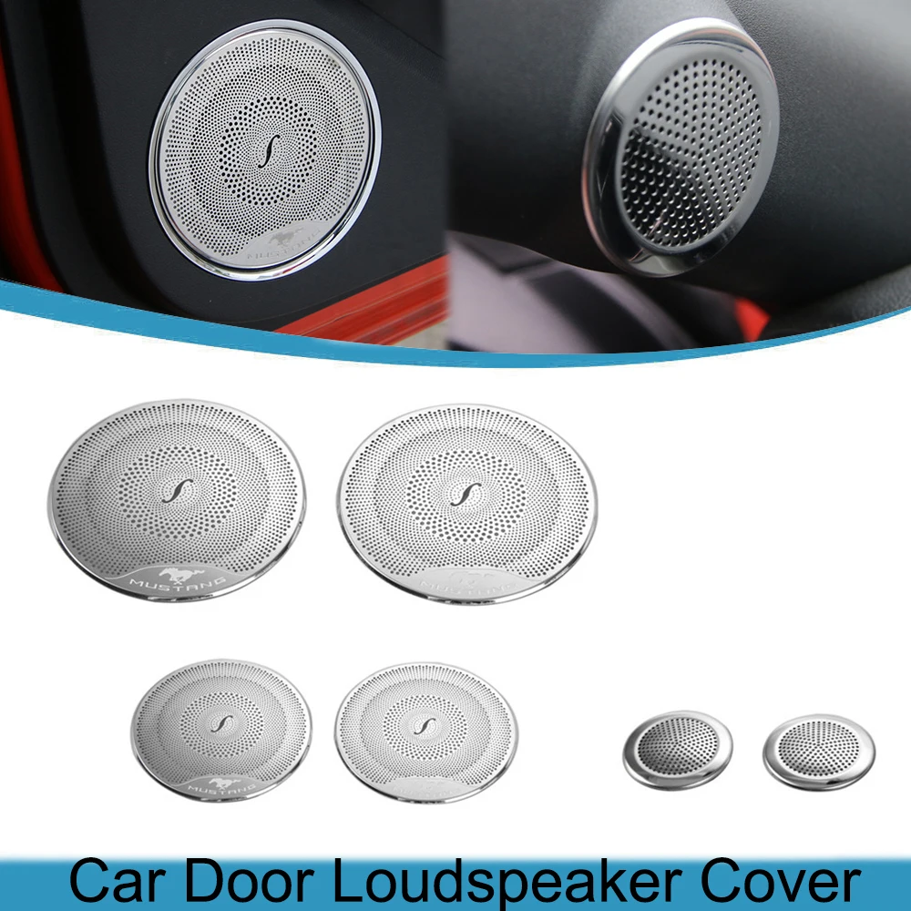 Car Audio Speaker Door Loudspeaker Cover for Ford Mustang 2015 2016 2017 2018 2019 2020 Interior Accessories Stainless Steel