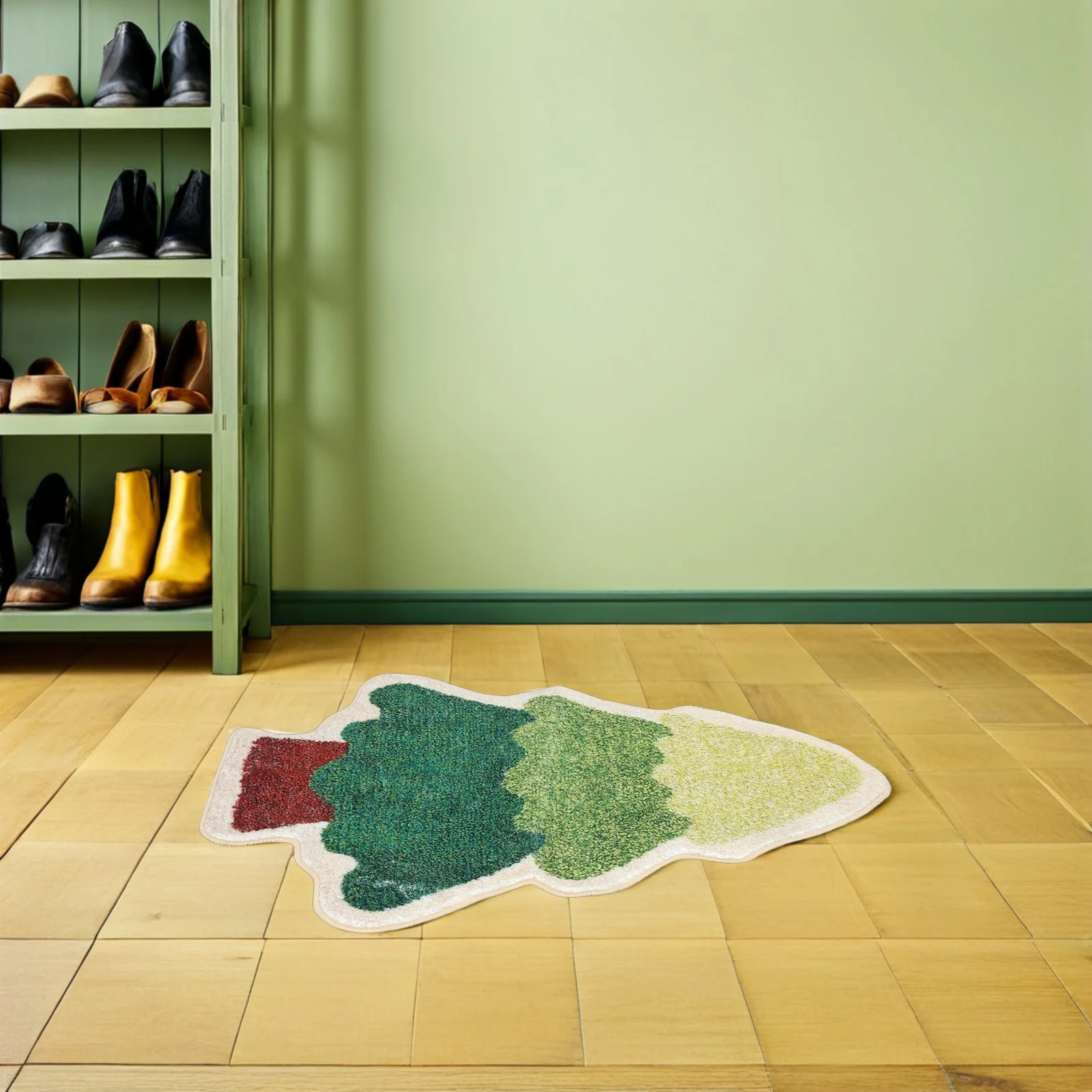 

Christmas Faux Cashmere Doormat Tree Design Non-Slip Rug For Living Room Bedroom Bathroom Kitchen Festive Home Decor Mat