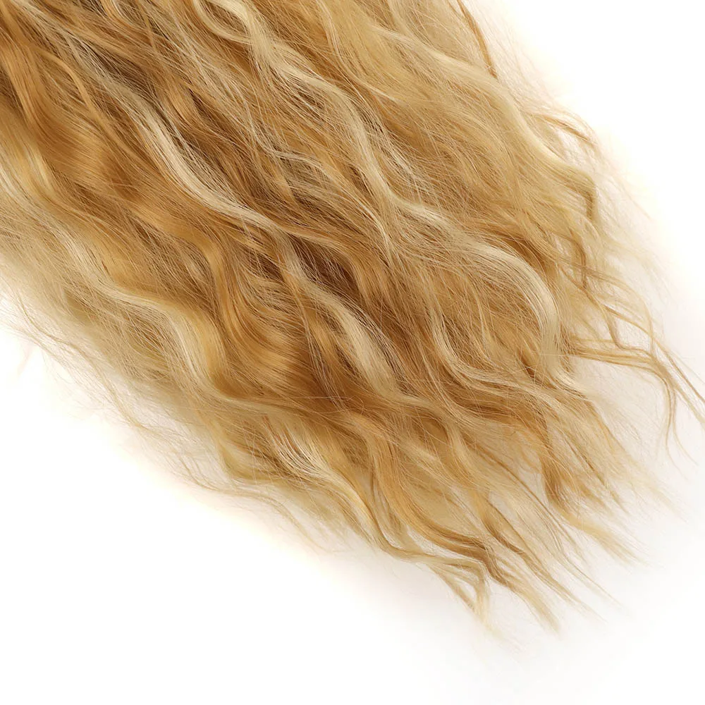 Synthetic Hair 6PCS Clip in Synthetic Hair Extensions Brown Blonde Color Mermaid Waves Hair Pieces for Women