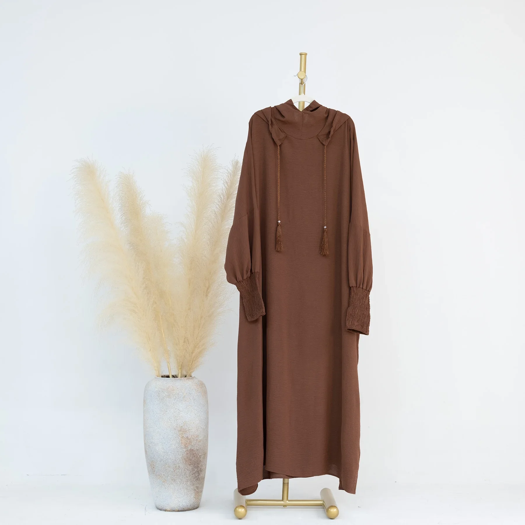 Clothes for Muslim Women 2024 Fashion Summer Autumn Muslim Long Sleeve Solid Color Long Abaya Hijab Dress Kaftan Abaya Dubai 6