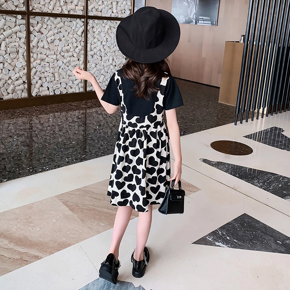 Dress Girl Heart Pattern Girls Dresses Summer Children Party Dress Casual Style Childrens Clothing 6 8 10 12 14