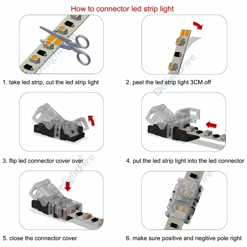 5/8/10/12mm LED Strip Connector 2 3 4 5 6Pin Waterproof LED Terminal Connector For 5050 3528 WS2811 WS2812B RGBW RGBWW LED Strip