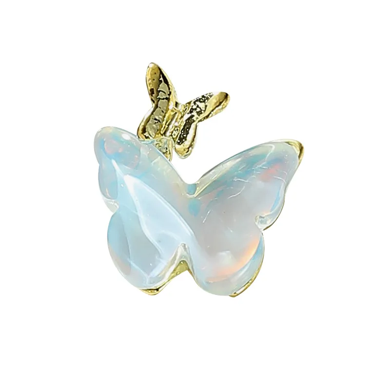 10Pcs Nail Art Mocha Butterfly Shaped Alloy Charms Multi-Colors Metal Crystal Butterfly Nail DIY Charms 3D Decorations