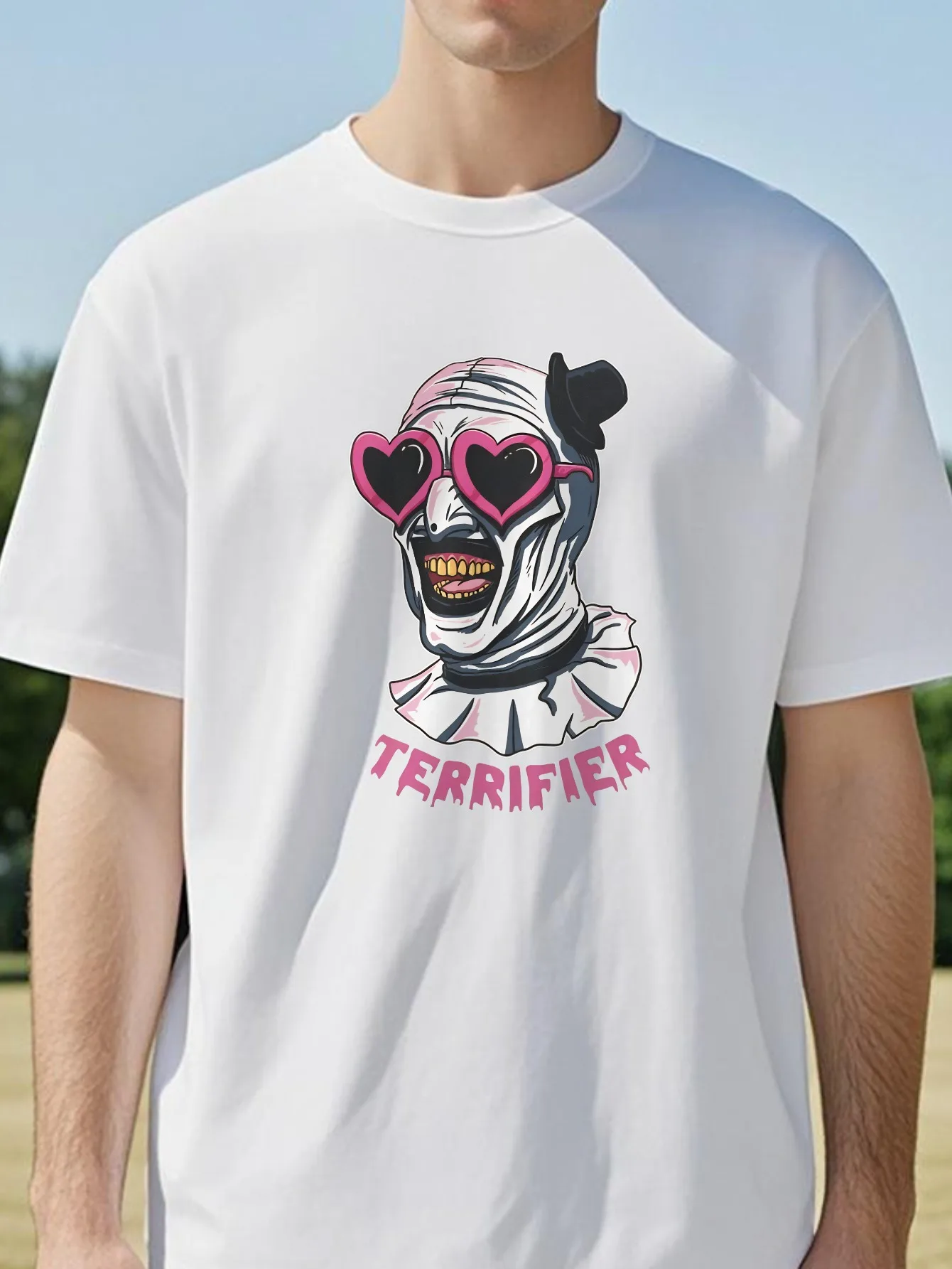 

Terrifier Art Clown Heart Glasses print T-shirt Fashion Short Sleeved Round Neck tees women causal Streetwear Breathable tshirt