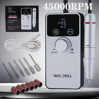 Perceuse à ongles électrique professionnelle, lime à ongles aste, ponceuse à vernis gel, faible bruit, accessoires N64, 45000 tr/min, nouveau