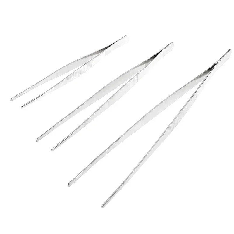 Stainless Steel 430 Anti-iodine Medical Tweezers Long Straight Forceps 12.5cm-30cm Straight Head Elbow Thicken DIY Tweezer Tools