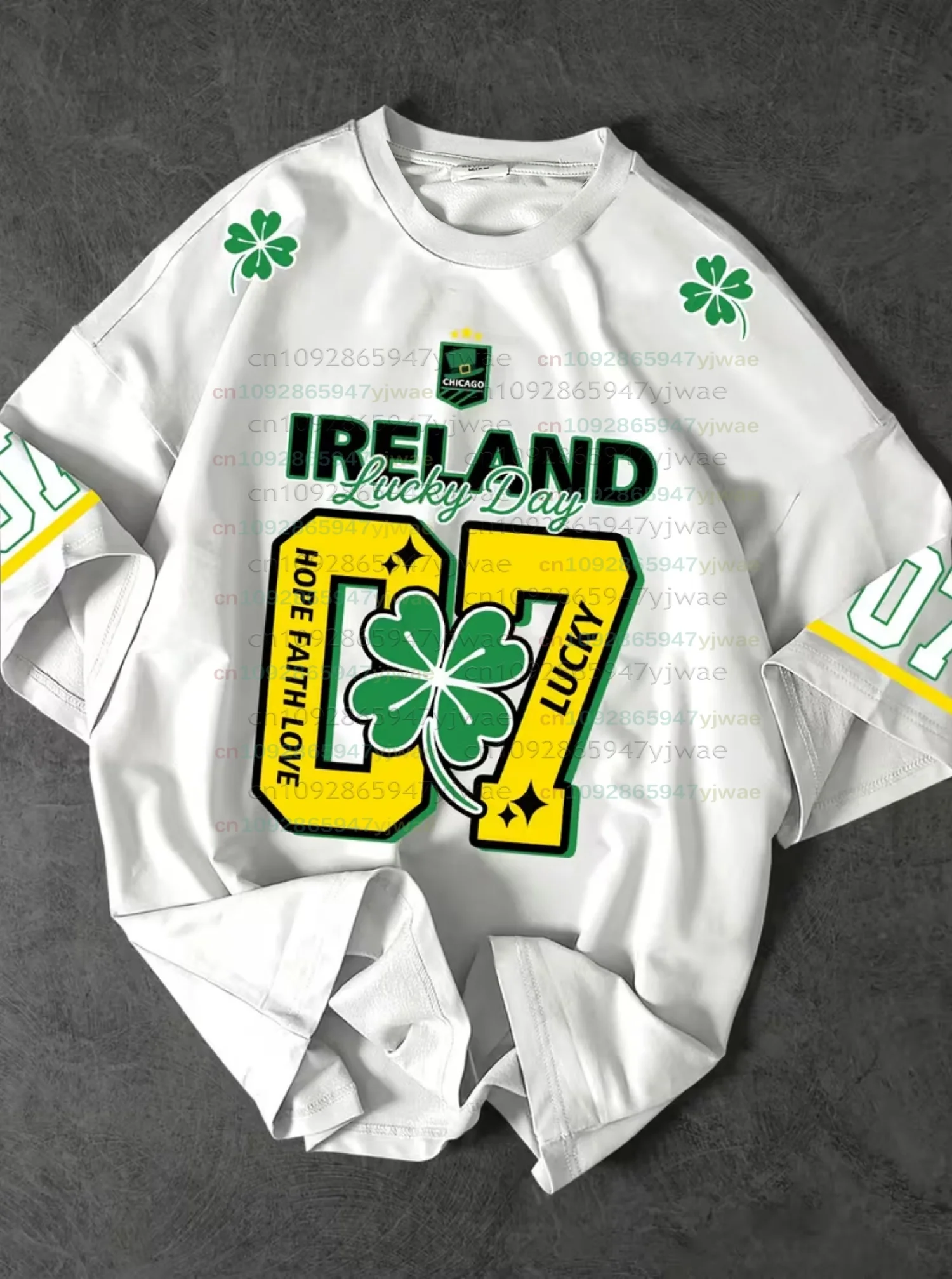 26 Men St. Patrick's Day Ireland Lucky T-Shirt Men Short Sleeve O- Neck Sport Tee Vintage Number 7 Jersey T-Shirt Men Clothes view 2