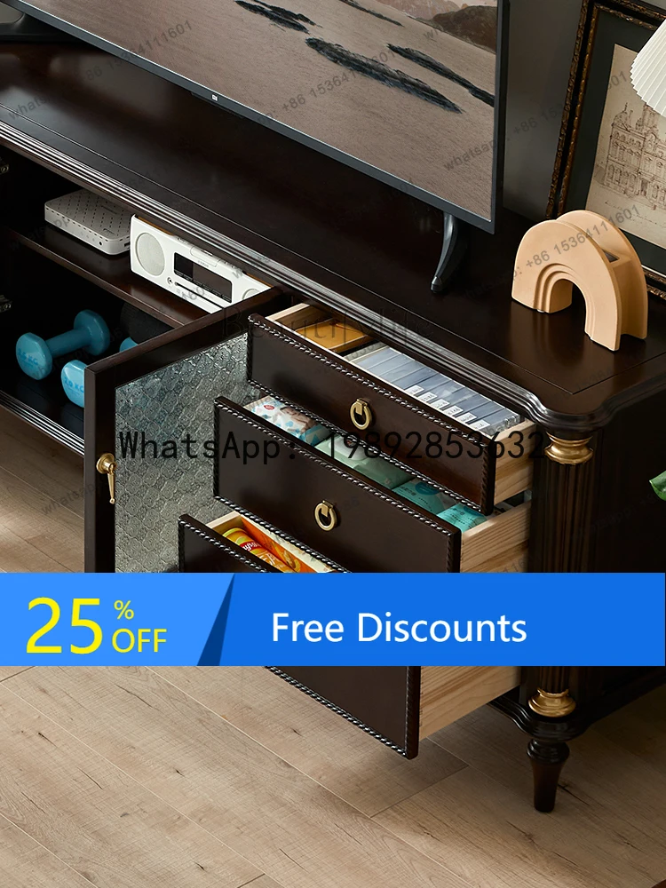 

retro solid wood TV cabinet, light luxury second-hand living room furniture, TV cabinet