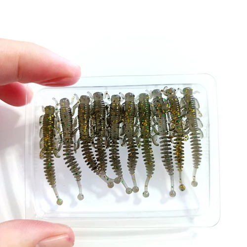 DUODUOYU 20 piezas nuevo TPE Mini señuelo de pesca de gusano suave 0,35g/40mm AJING Rockfish cebos artificiales lubina aparejos de pesca de silicona