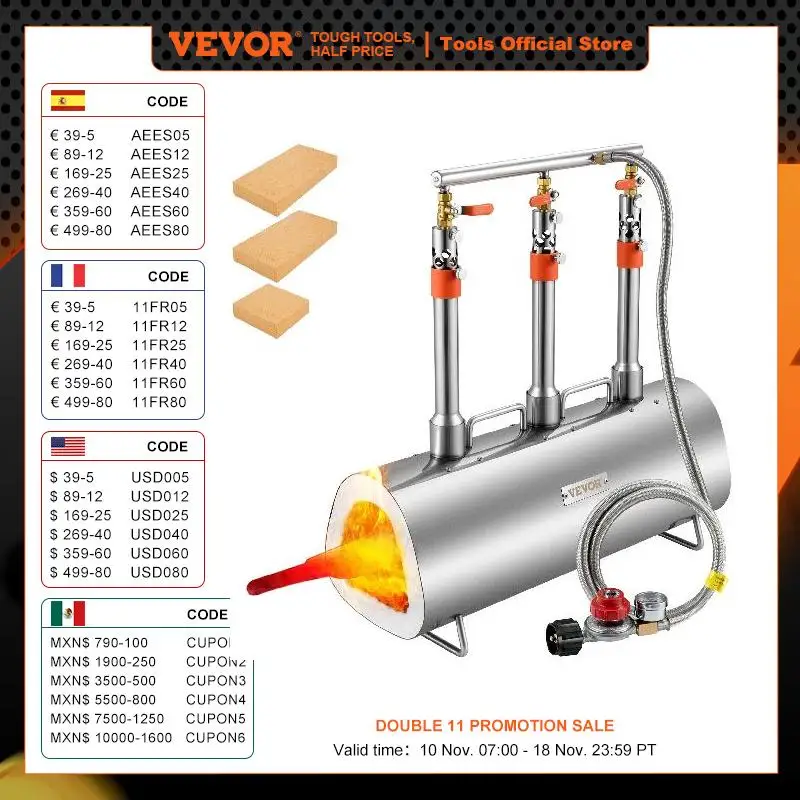 VEVOR-quemador portátil de forja de propano 2/3, herramienta y fabricación de cuchillos, gran capacidad, herrero, Farrier, forjas, horno, Herrero