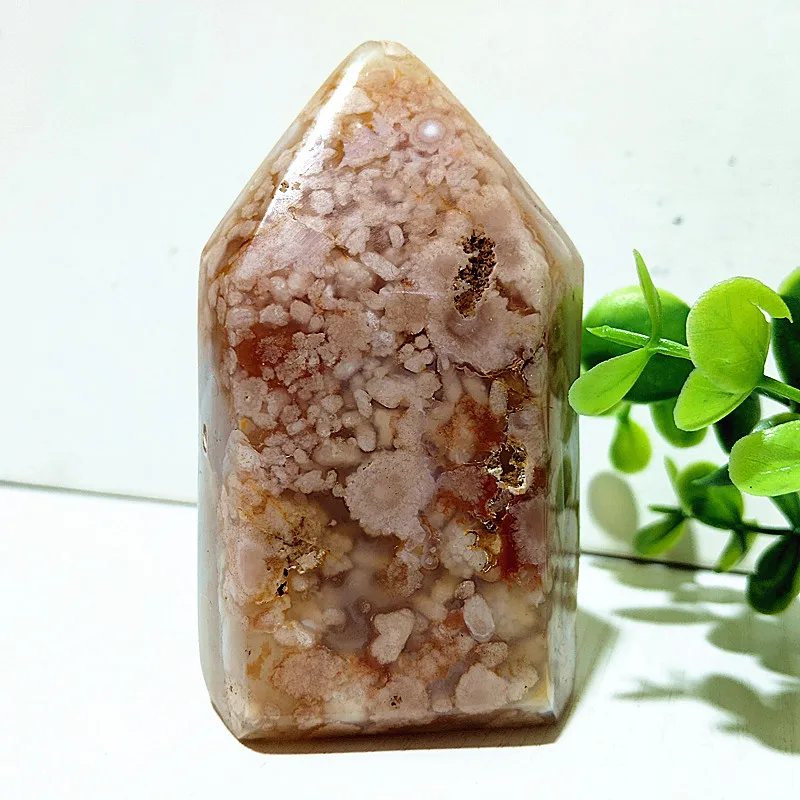 

Natural Stones Sakura Agate Crystal Tower Point Home Decor Wand Witchcraft Reiki Meditation Chakra Healing Crystals