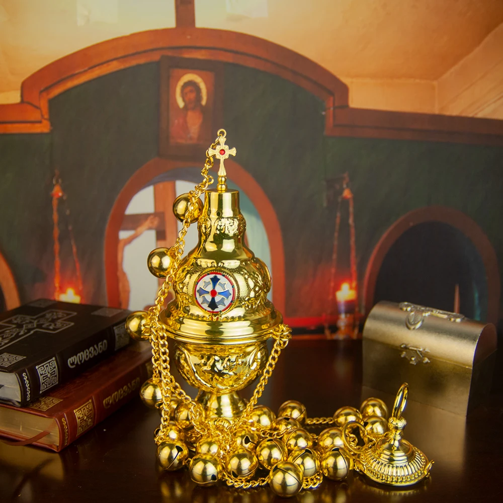 HTISOK Orthodoxer Weihrauchbrenner für Kirchenmessen mit Weihrauchbrennern im klassischen westlichen und östlich-griechischen Stil und 12 großen Glocken – Detail 7