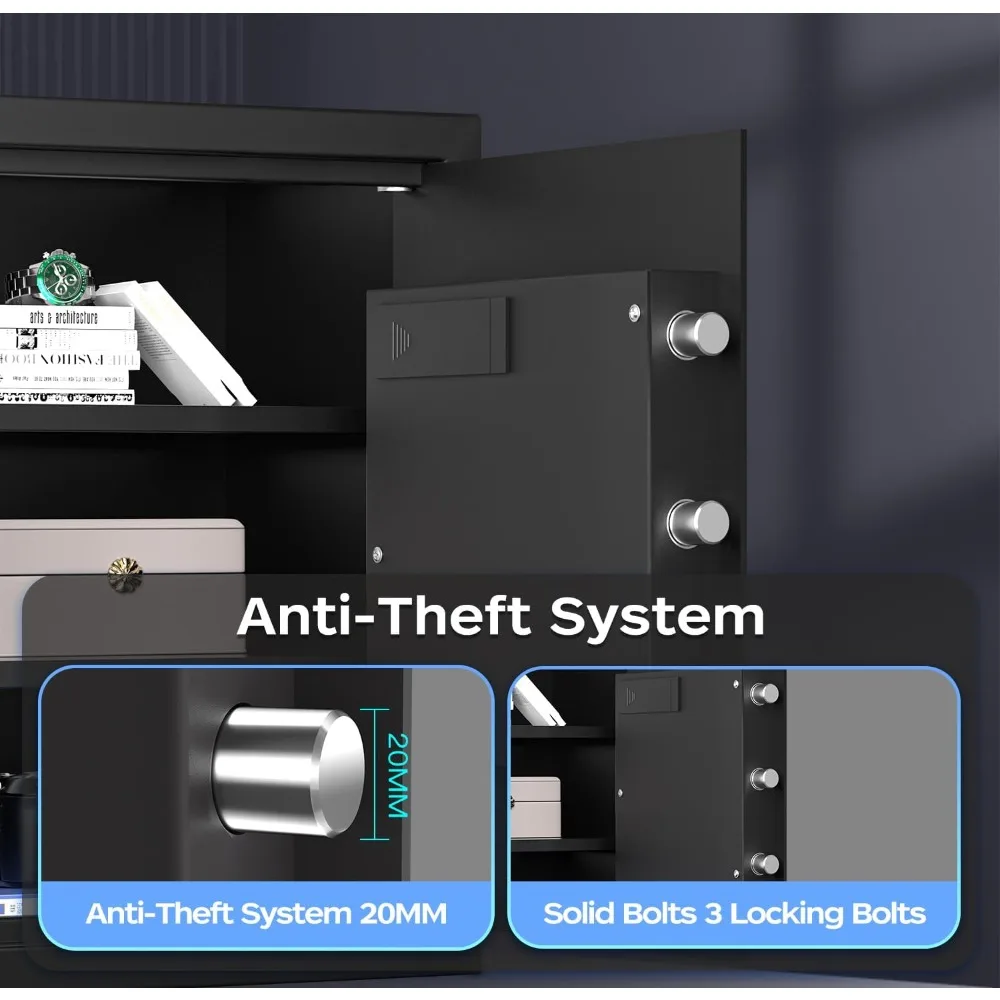 Brankas Senjata Biometrik dengan Mode Senyap, Brankas Keamanan Akses Cepat Berukuran 3,7 Kaki Kubik dengan Pemindai Sidik Jari, Brankas Uang dengan Kunci B