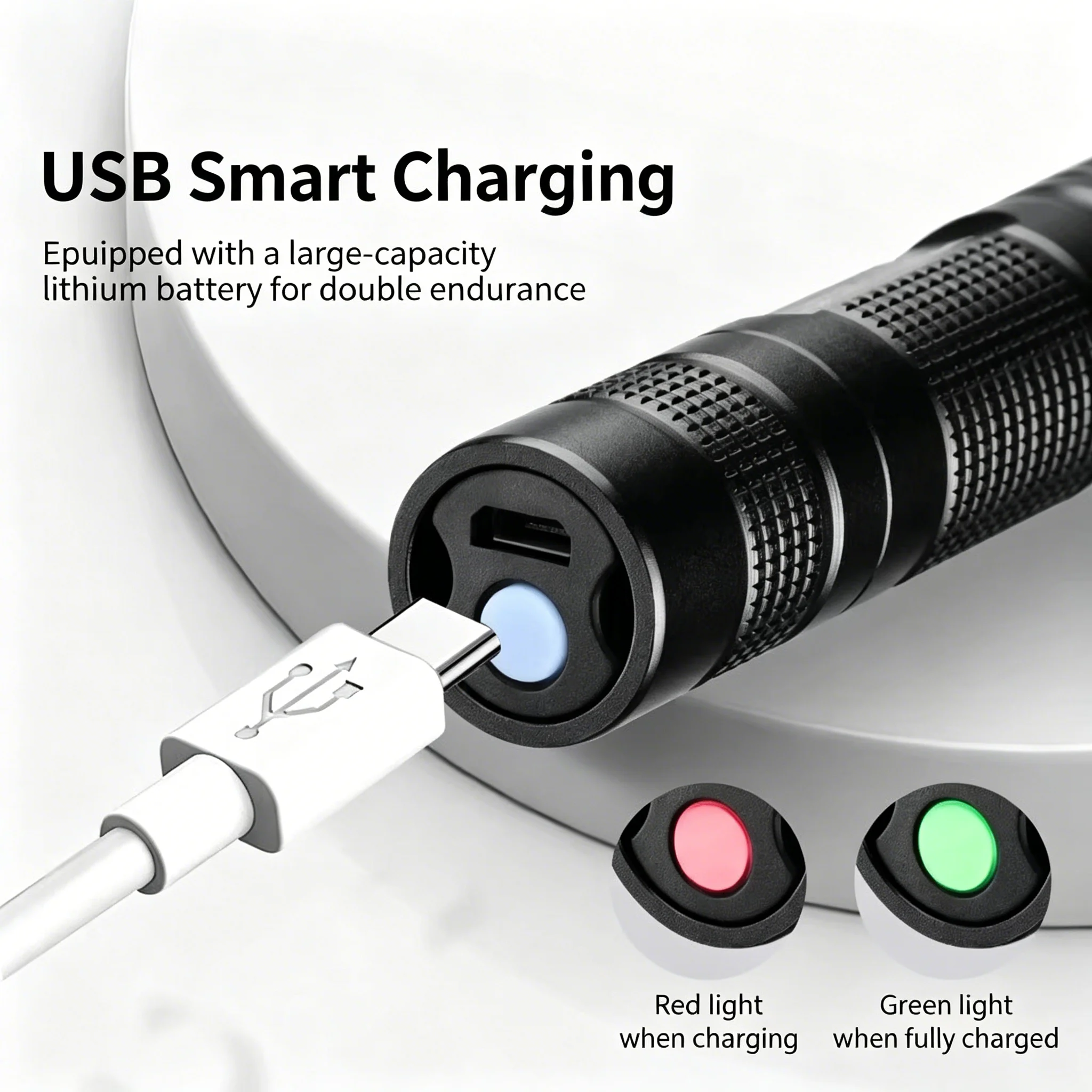 USB Rechargeable 365nm UV LED Flashlight Multi-Function Blacklight Torch for Pet Urine Stain Currency Detector Outdoor