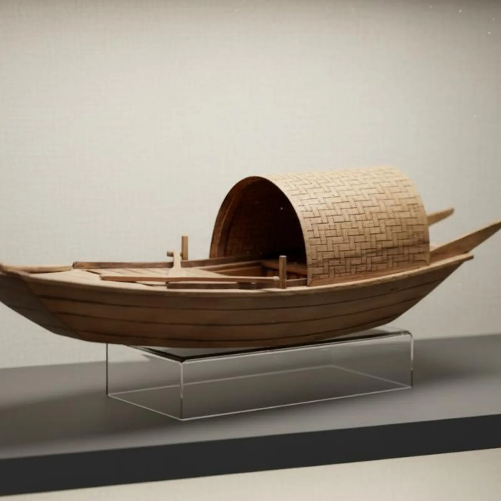 Wooden Sampan Assembly Kit Black Walnut Wood Chinese Fishing Boat Model Kit for Hobbyists