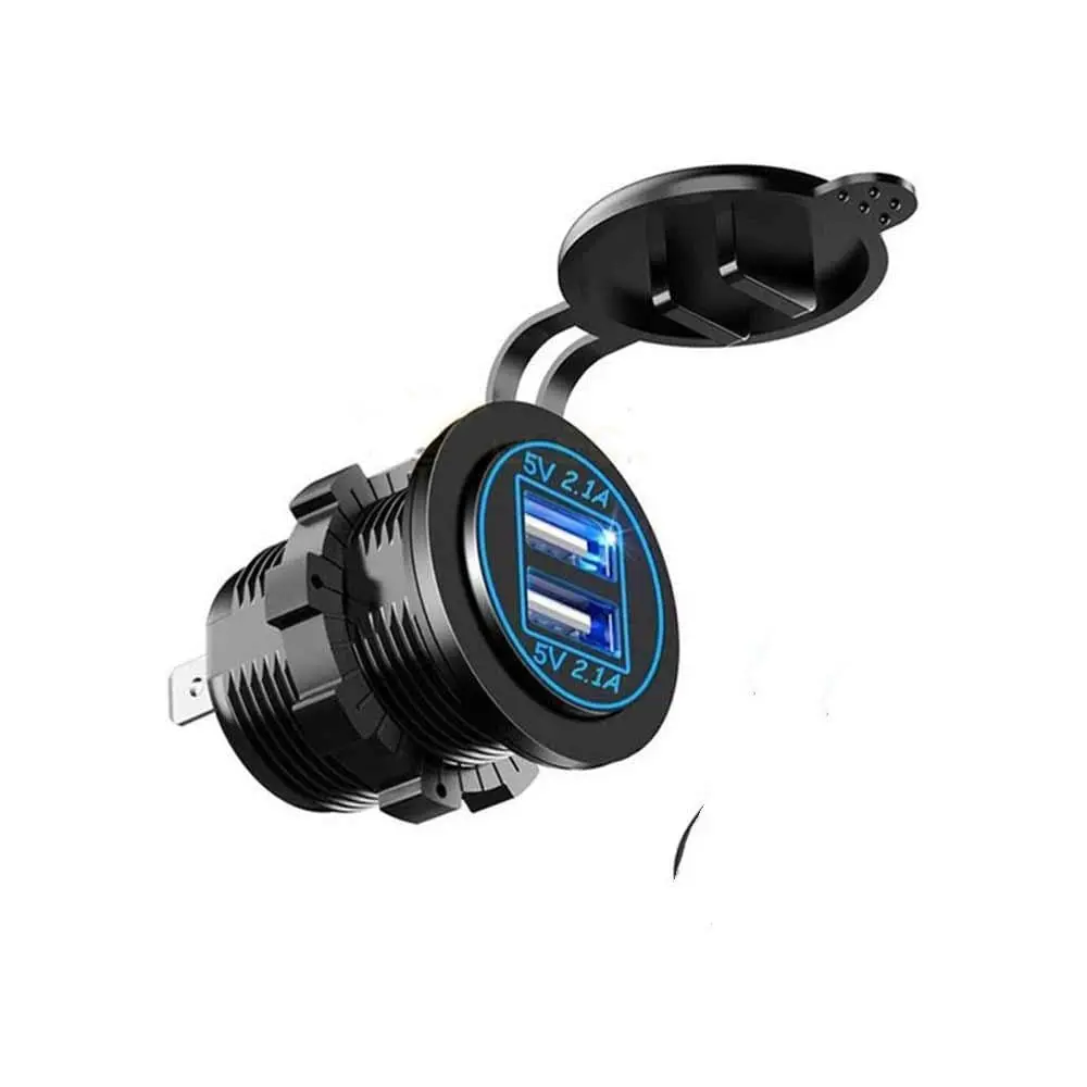 12-24V Automotive Modification 2.1A Dual-Ring USB Car Charger