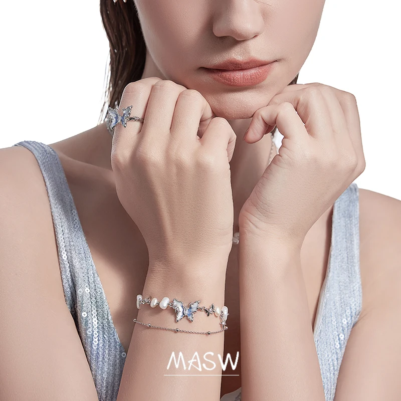 MASW Original Design Spring Summer Style Pretty Butterfly Rings For Women Girl Party Gift Hot Sale Trend Jewelry Accessories