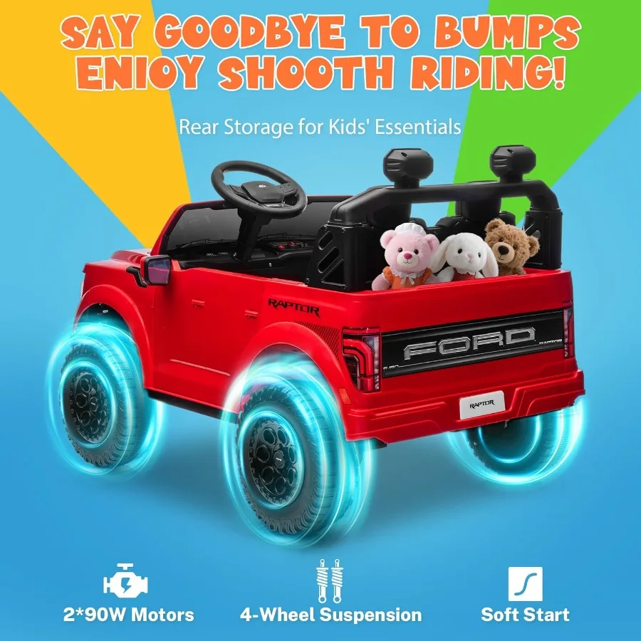 Lizenziertes Ford F-150 Raptor 24V Ride on Toys für große Kinder, 2-Sitzer-Ride-on-Auto für Jungen und Mädchen mit Fernbedienung, Kinder-Elektr