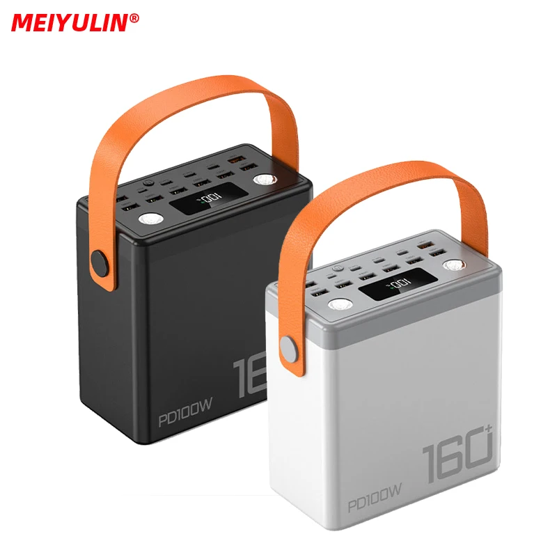 Banco de Potência de Carregamento de Emergência Portátil, Carregador Rápido, Bateria Externa, LED, Energia Livre, iPhone, Notebook, Tablet, 160000mAh, PD100W