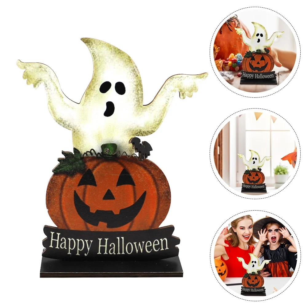 

1Pcs Pumpkin Ghost Halloween Decor Creative Wooden Craft Festival Party Prop Desktop Ornament Home Decoration Halloween Decor