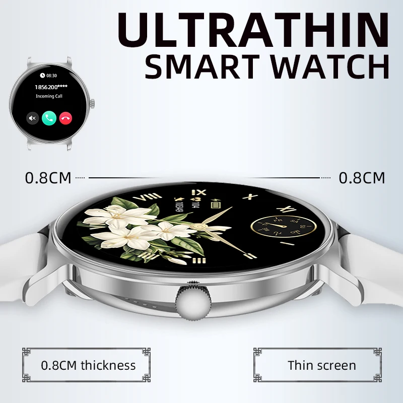 

LIGE New Lady Fashion Smart Watch Woman Mental Cycle Reminder 1.27 Inch 360*360 Resolution Ultra Thin Smartwatch IP68 Waterproof