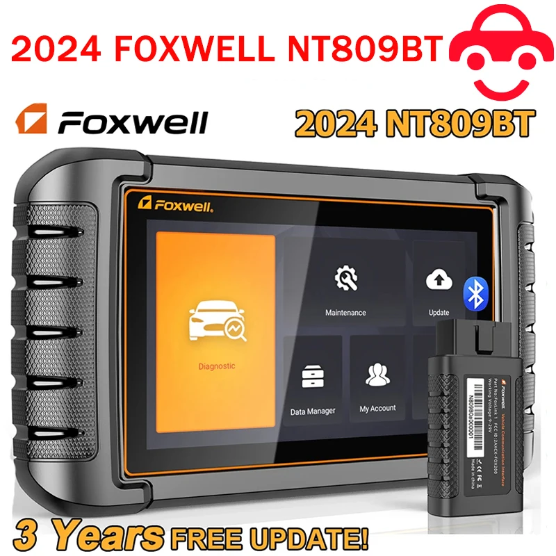 New FOXWELL NT809BT Programming Tool All Systems Diagnostic Bi-Directional Control 30+ Reset OBD2 Bluetooth Automotive Scanner