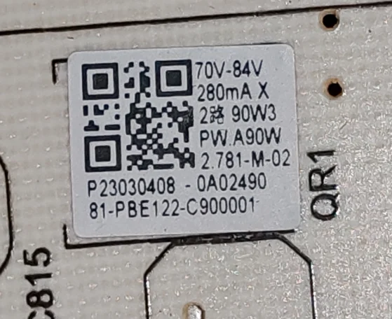 PW.A90W2.781 لوحة طاقة تلفزيون LED مع تيار مستمر، تم اختبارها جيدًا، صورة مادية