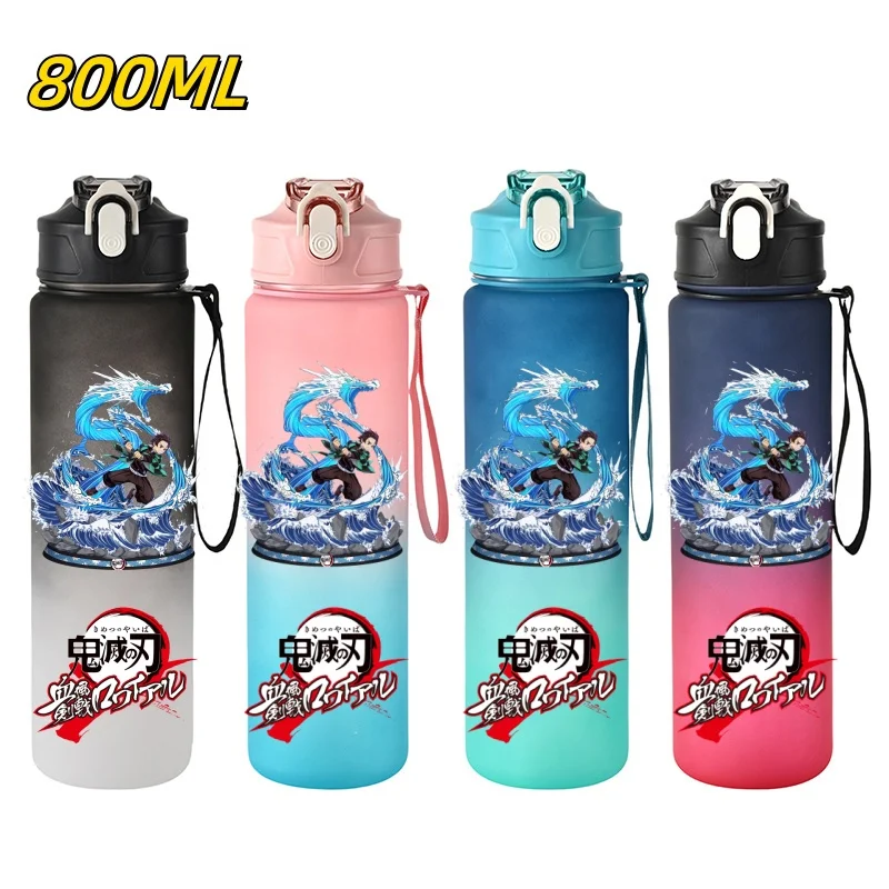800ml Demon Slayer: Kimetsu No Yaiba Straw Water Cup Kamado Tanjiro Nezuko Cartoon Water Bottles BPA Free Drink Bottles Cup view 5