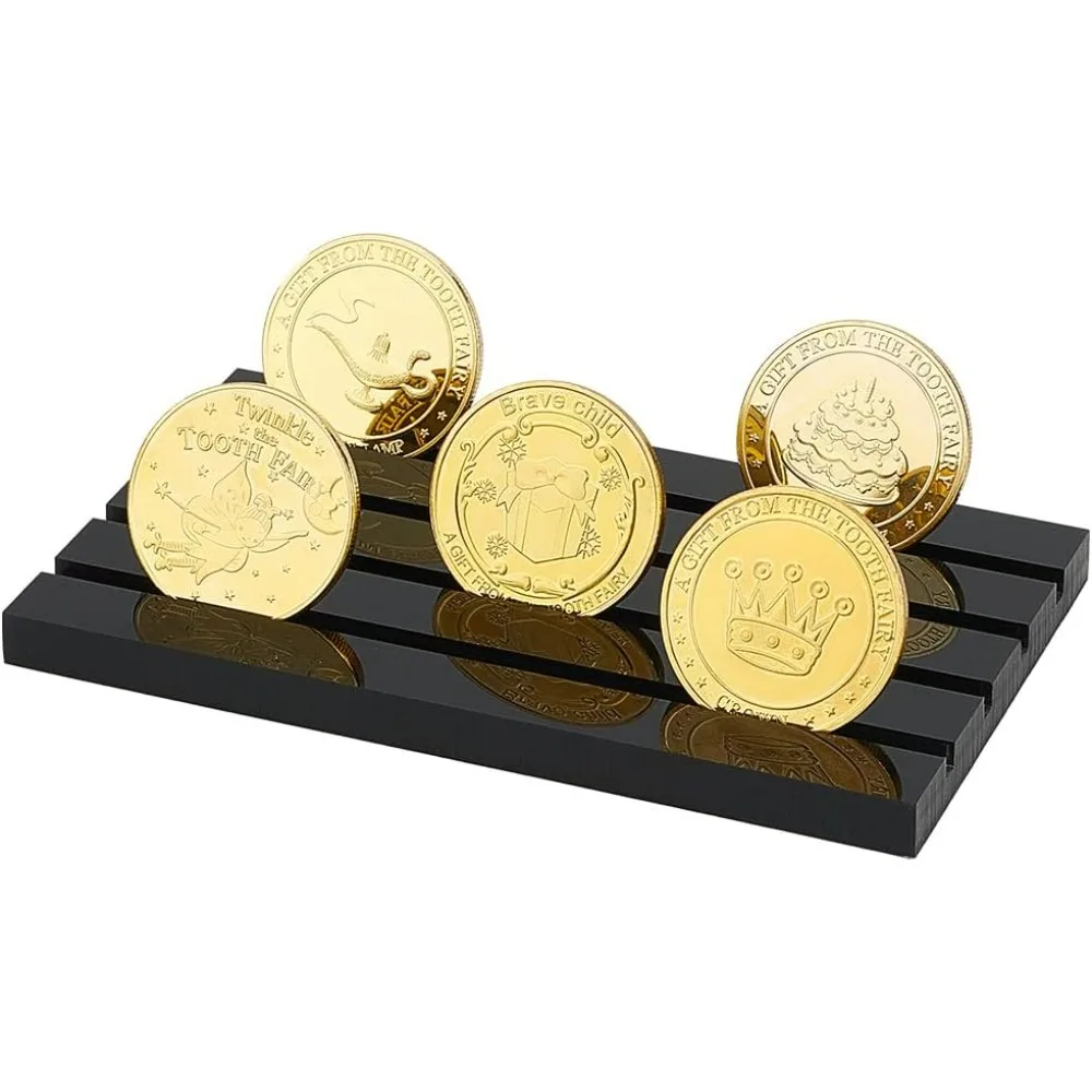 4 Rows Black Acrylic Challenge Coin Display Holder 4.5mm Groove Commemorative Coins Display Case Military Coin Collection