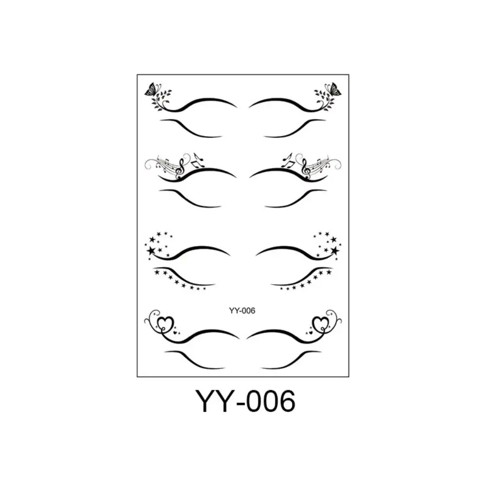 방수 및 땀 방지 눈 문신 스티커, 유럽 스타일 색상 일회용 문신 스티커, 쌀 종이 소재 브로우 스티커