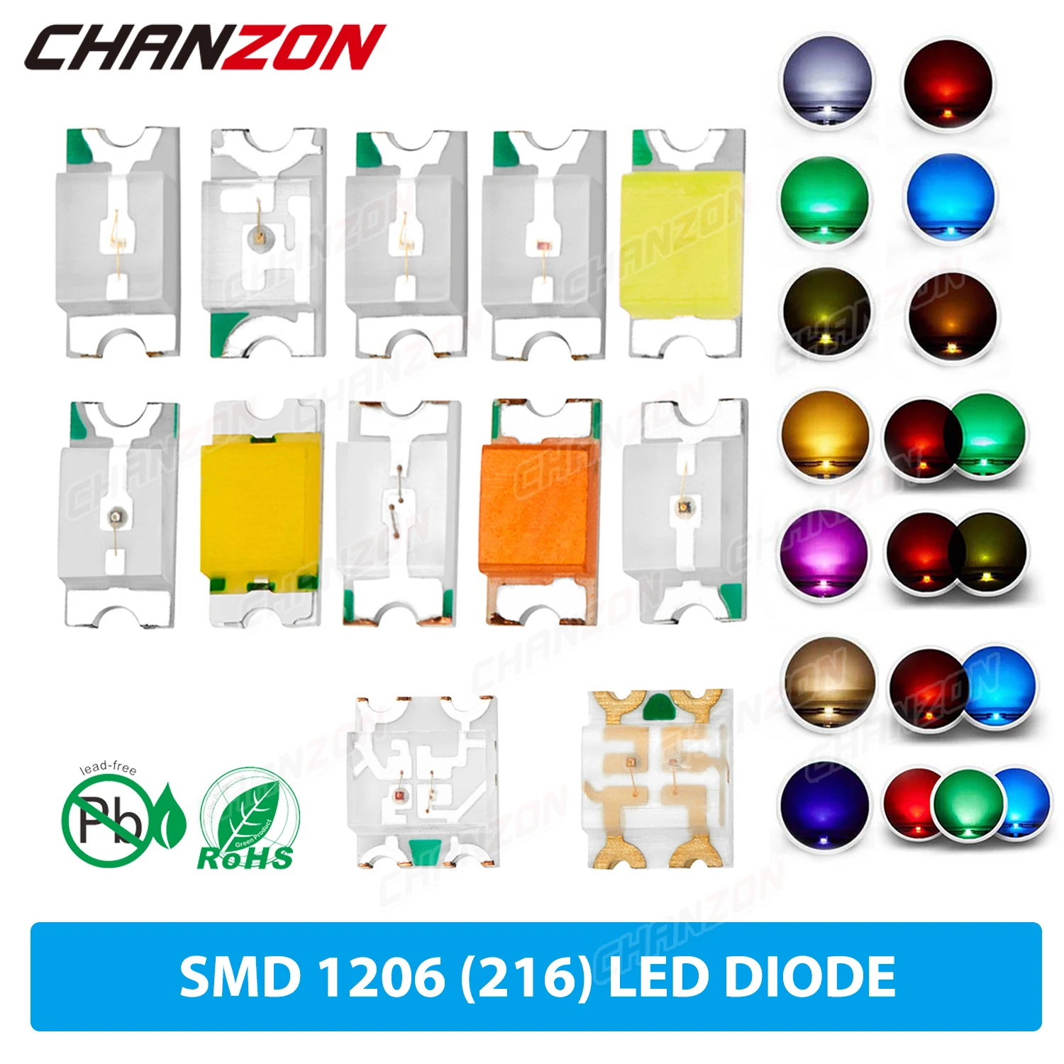 100 sztuk 1206 3216 SMD LED Diode Chip Ciepły biały czerwony zielony niebieski żółty pomarańczowy UV fioletowy różowy RGB wielokolorowy asortyment