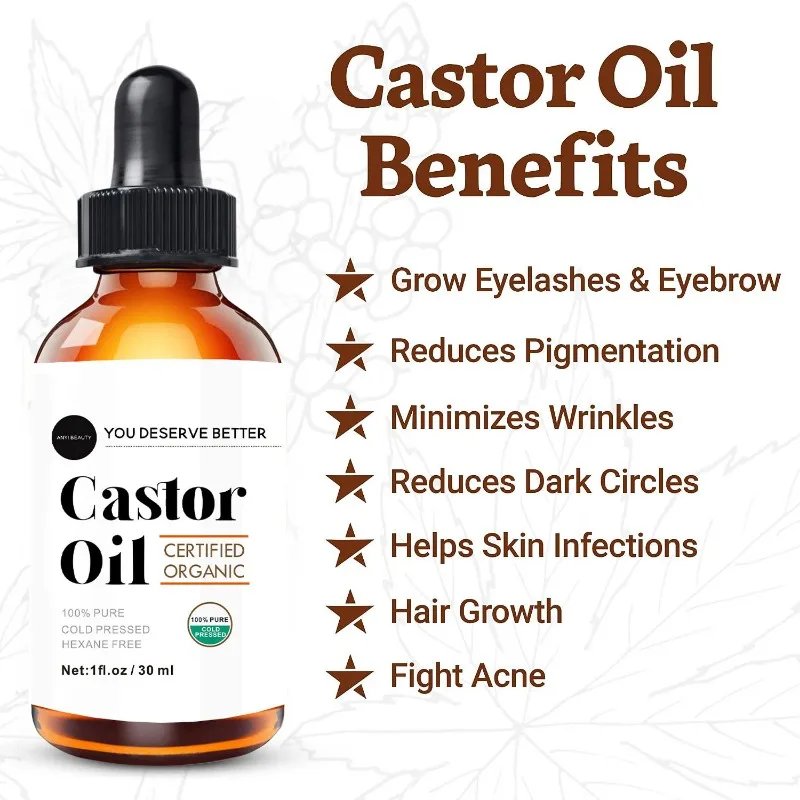 30ml Castor Oil for Hair Deep Nourishing and Repairing To Relieve Dry Hair and Split Ends Grow Hair Scalp Massage Essential Oil