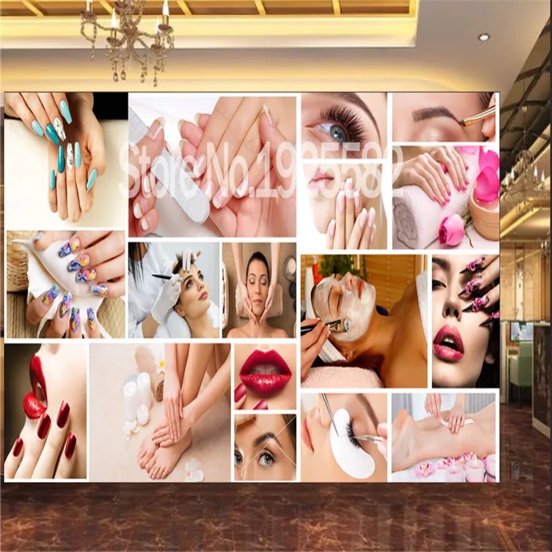 

Fashion Beauty Salon Industrial Decor Wall Paper 3D Semi Permanent Makeup Hair Removal Nail Shop Background Mural Wallpaper 3D