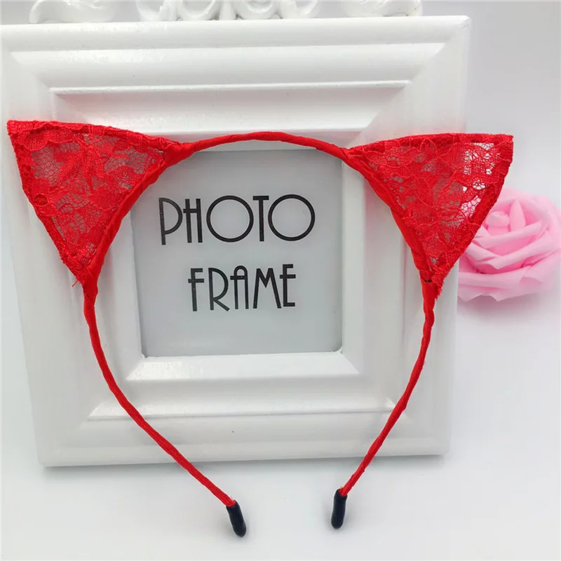 MOONBIFFY 1 قطعة جديد الصيف نمط الفتيات الدانتيل القط الأذن عقال هيرباند الأميرة إكسسوارات الشعر أغطية الرأس مثير رباط شعر لطيف