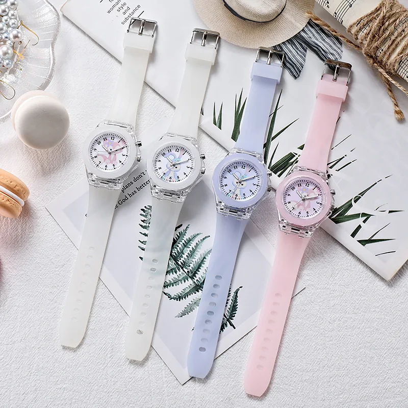 Orologi per ragazze leggeri alla moda Sorgente per bambini Orologio per bambini in silicone luminoso Orologio da donna Studente di scuola Relogio Feminino reloj nina