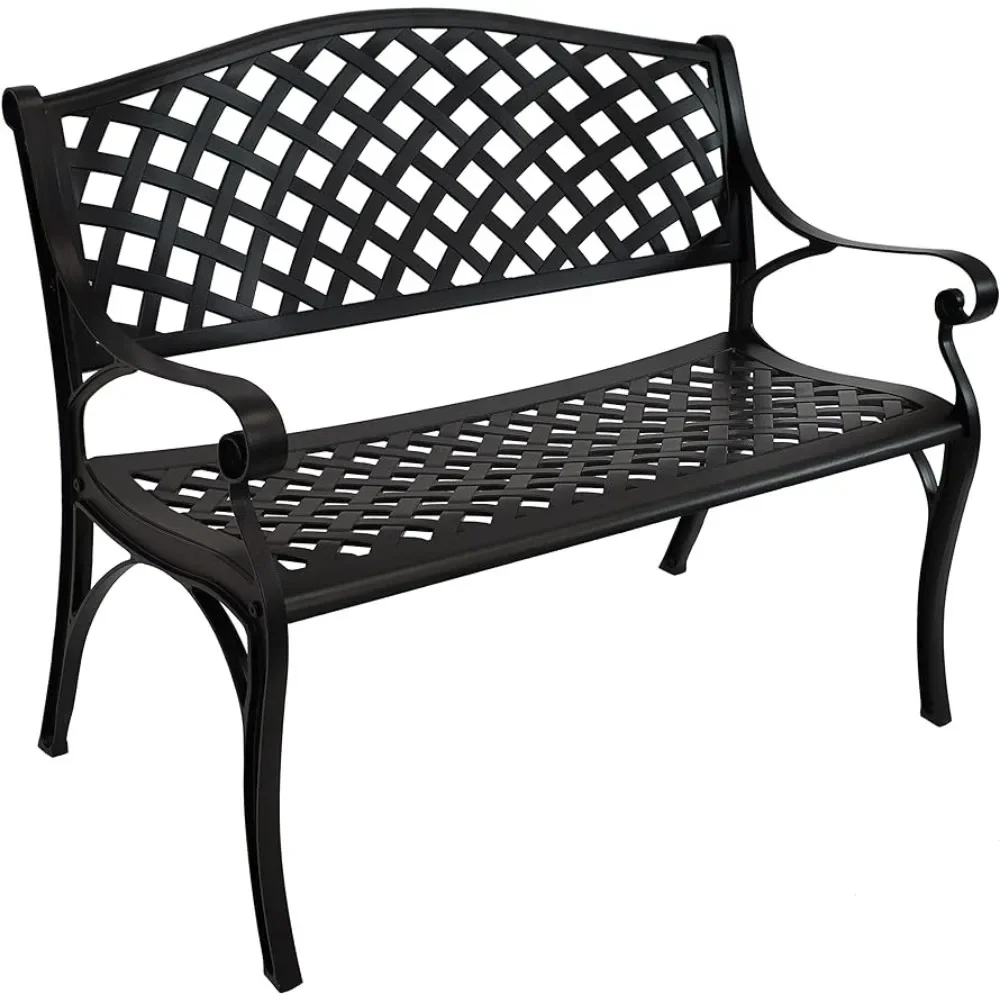 Garden Bench, 615 Pounds Weight, 39 Inches Wide, Black Bench