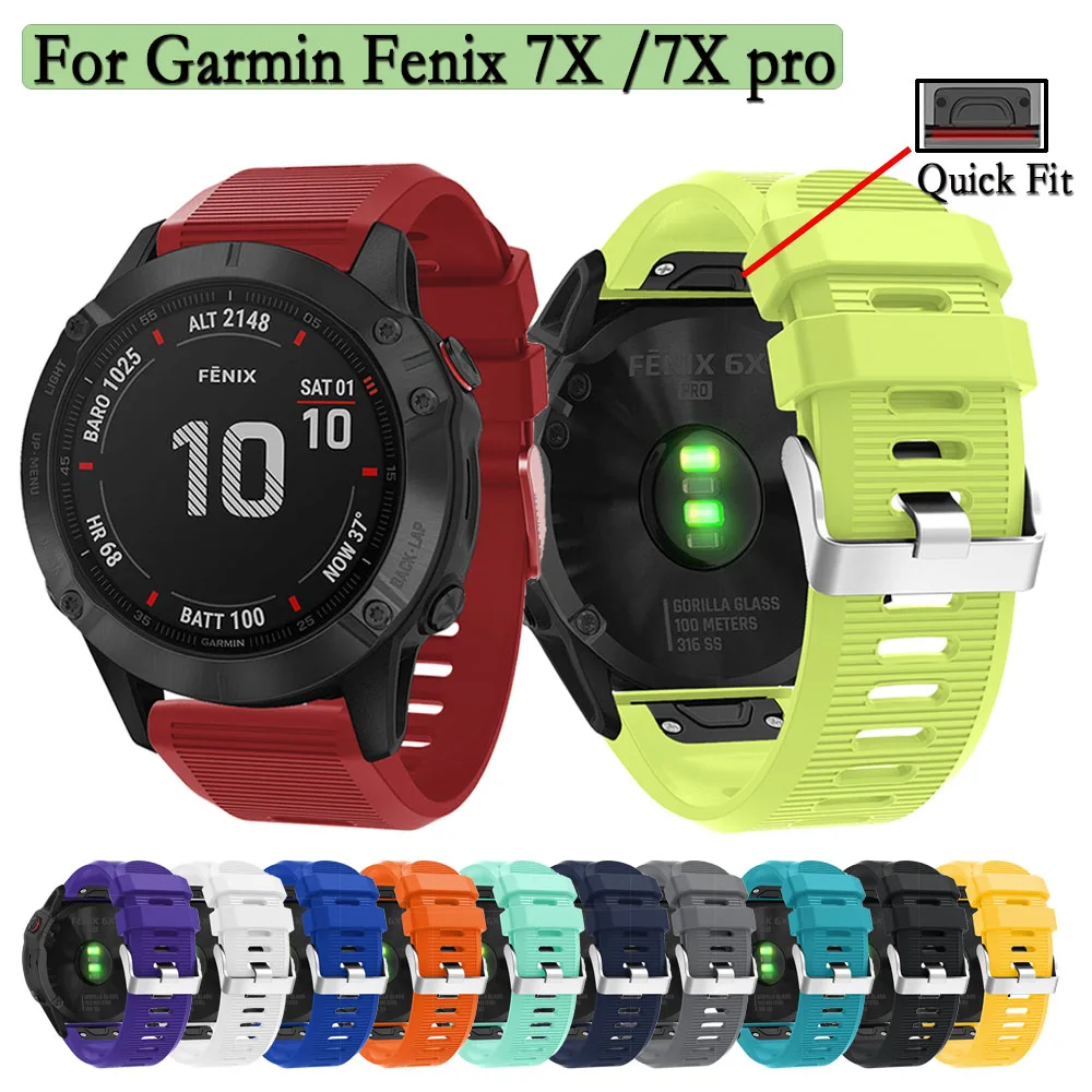 

26mm Quick Fit Silicone strap For Garmin Fenix 7X /7X Pro Adjustable Wristband For Garmin Fenix 3 /3HR /3 Sapphire