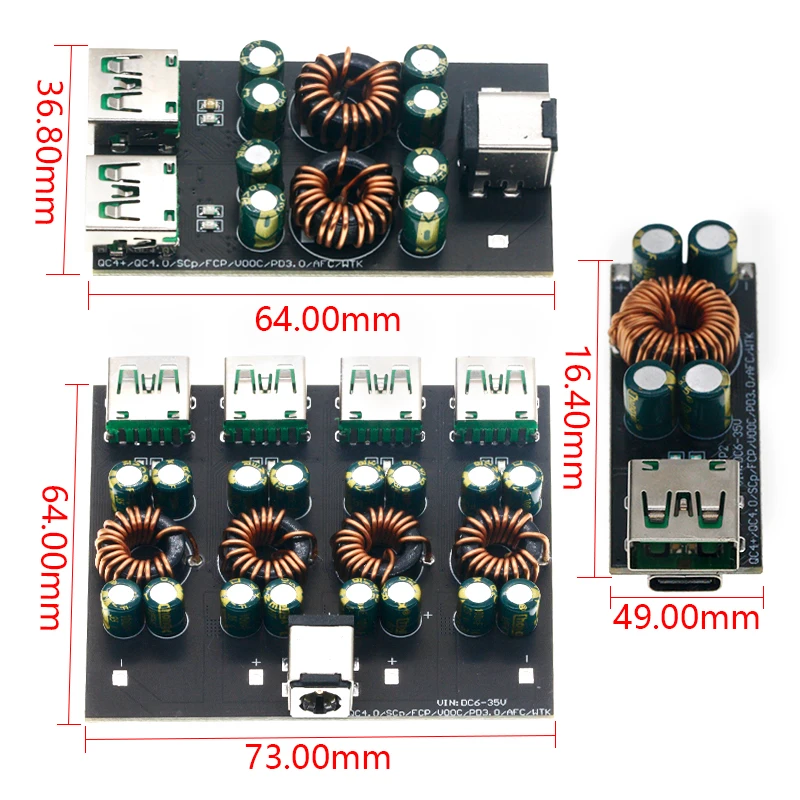 QC4.0 QC3.0 1 2 4 yollu USB tip-c cep telefonu hızlı şarj adaptörü 6-35V adım aşağı Buck Boost modülü SW3518/Huawei için SW3516