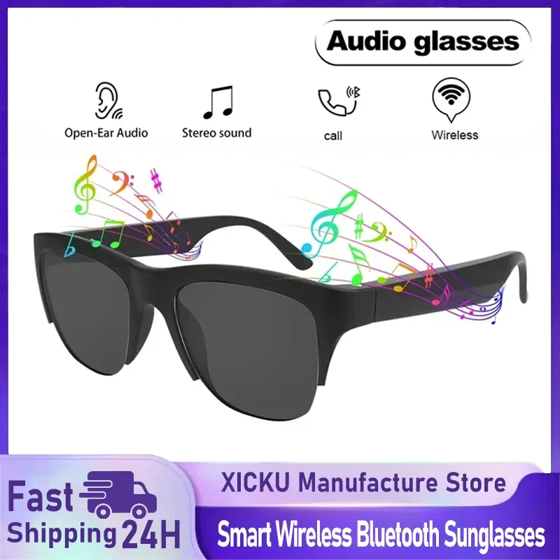 New Smart Bluetooth V5.3 Sunglasses Glasses Call Outdoor Sports Headphones HIFI Black Technology Anti-touch UV For Men And Women
